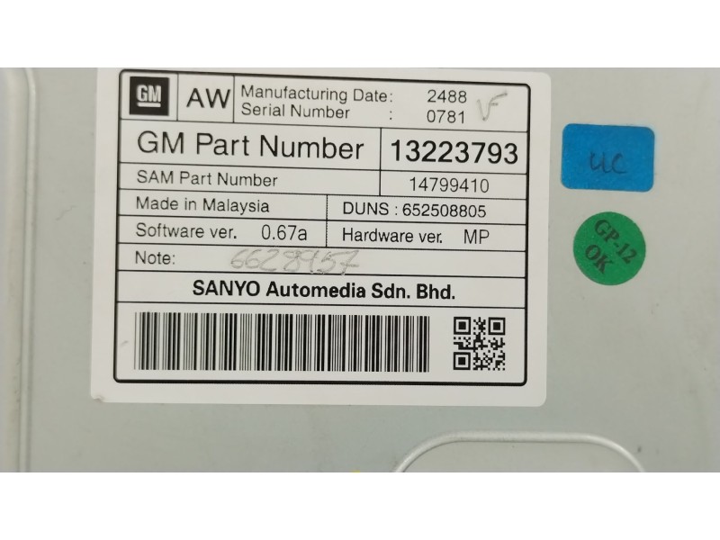 Recambio de pantalla multifuncion para opel insignia a (g09) 2.0 cdti (68) referencia OEM IAM 13223793  