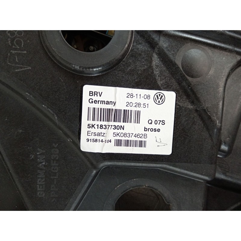 Recambio de elevalunas delantero derecho para volkswagen golf vi (5k1) 1.4 tsi referencia OEM IAM 5K1837730N 1K0959792R 1K095970