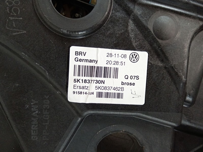 Recambio de elevalunas delantero derecho para volkswagen golf vi (5k1) 1.4 tsi referencia OEM IAM 5K1837730N 1K0959792R 1K095970