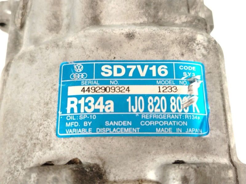 Recambio de compresor aire acondicionado para seat leon (1m1) 1.9 tdi referencia OEM IAM 1J0820803K SD7V16 
