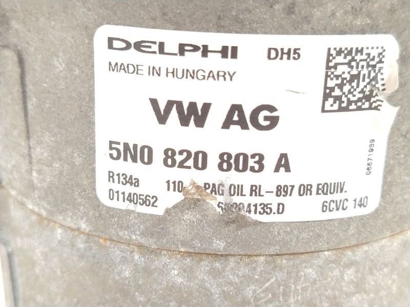Recambio de compresor aire acondicionado para seat leon (1p1) 1.9 tdi referencia OEM IAM 5N0820803A  