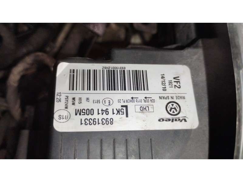 Recambio de faro izquierdo para volkswagen golf vi (5k1) 1.6 tdi referencia OEM IAM 5K1941005M 89319331 