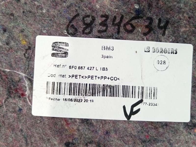 Recambio de guarnecido porton trasero para seat ibiza (kj1) fr ib referencia OEM IAM 6F0867427L  