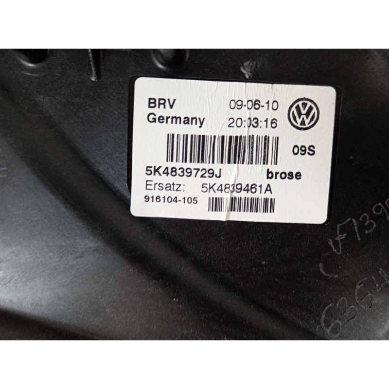 Recambio de elevalunas trasero izquierdo para volkswagen golf vi (5k1) 1.6 tdi referencia OEM IAM 5K4839729J 5K0959703C 5K483946