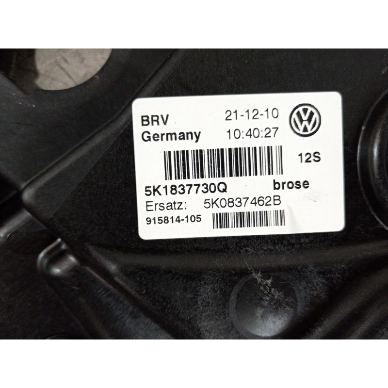 Recambio de elevalunas delantero derecho para volkswagen golf vi (5k1) 1.6 tdi referencia OEM IAM 5K1837730Q 5K0959702E 5K095979