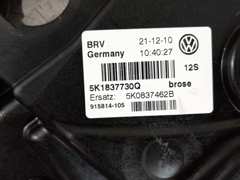 Recambio de elevalunas delantero derecho para volkswagen golf vi (5k1) 1.6 tdi referencia OEM IAM 5K1837730Q 5K0959702E 5K095979