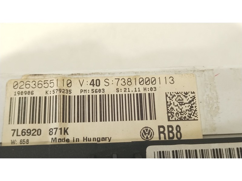 Recambio de cuadro instrumentos para volkswagen touareg (7la, 7l6, 7l7) 2.5 r5 tdi referencia OEM IAM 7L6920871K 0263655110 