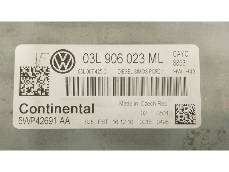 Recambio de centralita motor uce para volkswagen golf vi (5k1) 1.6 tdi referencia OEM IAM 03L906023ML 5WP42691AA 