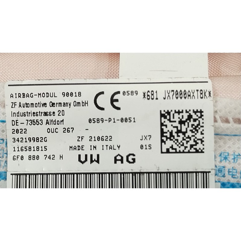 Recambio de airbag cortina delantero derecho para seat ibiza (kj1) fr ib referencia OEM IAM 6F0880742H  