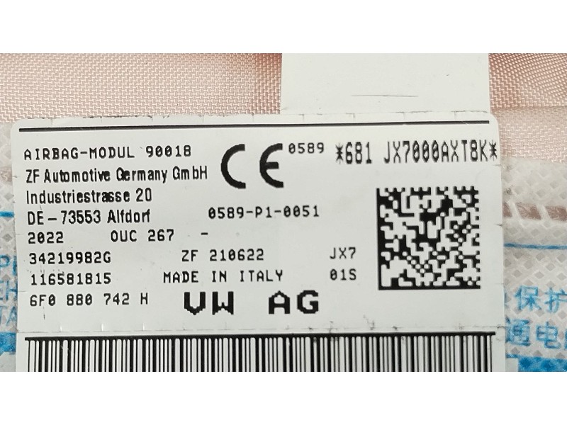 Recambio de airbag cortina delantero derecho para seat ibiza (kj1) fr ib referencia OEM IAM 6F0880742H  