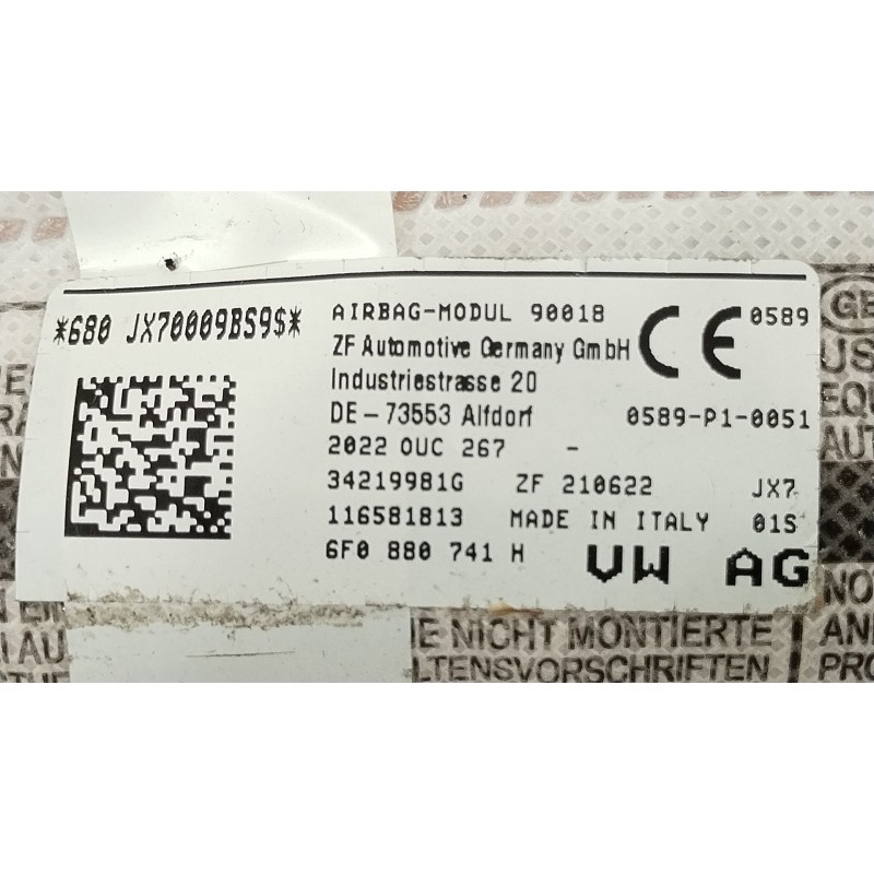 Recambio de airbag cortina delantero izquierdo para seat ibiza (kj1) fr ib referencia OEM IAM 6F0880741H  