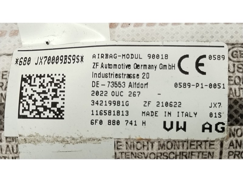 Recambio de airbag cortina delantero izquierdo para seat ibiza (kj1) fr ib referencia OEM IAM 6F0880741H  