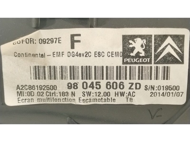 Recambio de pantalla multifuncion para peugeot 3008 i monospace (0u_) 1.6 vti referencia OEM IAM 98045606ZD  