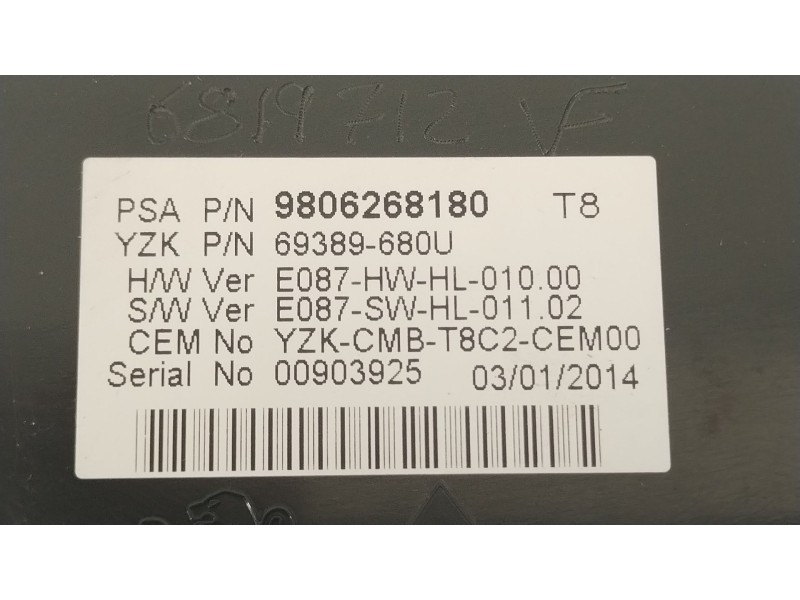 Recambio de cuadro instrumentos para peugeot 3008 i monospace (0u_) 1.6 vti referencia OEM IAM 9806268180 9804898580 