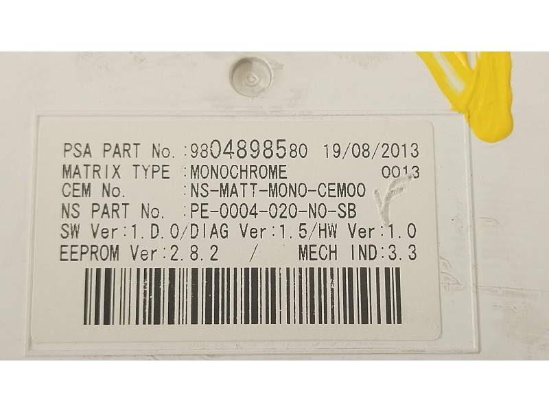 Recambio de cuadro instrumentos para peugeot 3008 i monospace (0u_) 1.6 vti referencia OEM IAM 9806268180 9804898580 