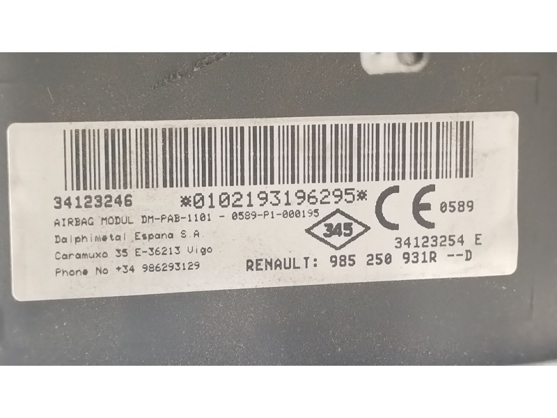 Recambio de airbag delantero derecho para dacia logan ii essential referencia OEM IAM 985250931R 34123246 34123254E