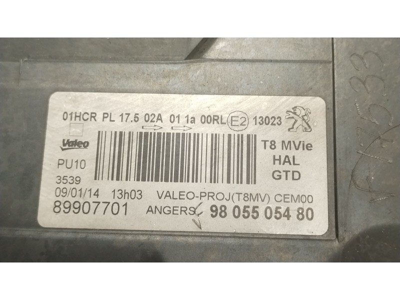 Recambio de faro izquierdo para peugeot 3008 i monospace (0u_) 1.6 vti referencia OEM IAM 9805505480 89907701 