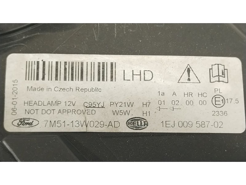 Recambio de faro derecho para ford c-max (dm2) 1.8 tdci referencia OEM IAM 7M5113W029AD 1EJ00958702 