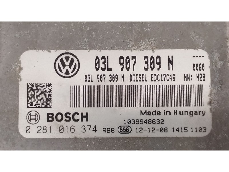 Recambio de centralita motor uce para volkswagen touran (1t3) 2.0 tdi referencia OEM IAM 03L907309N 0281016374 