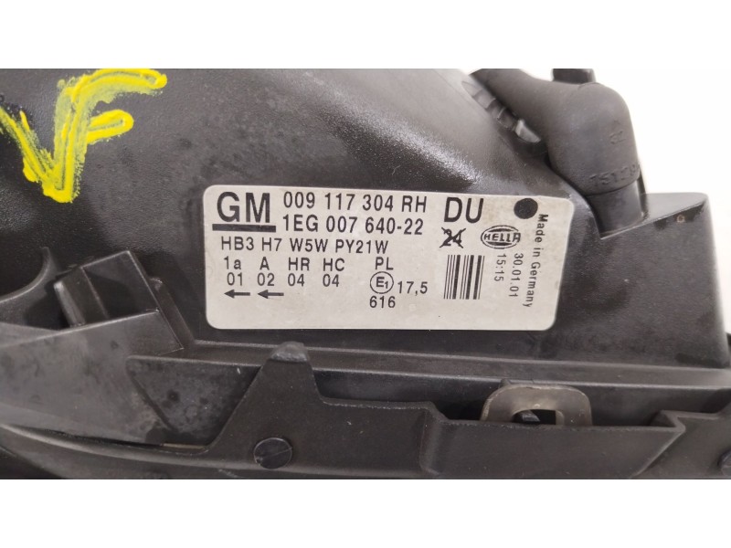 Recambio de faro derecho para opel astra g sedán (t98) 1.6 lpg (f69) referencia OEM IAM 009117304 1EG00764022 