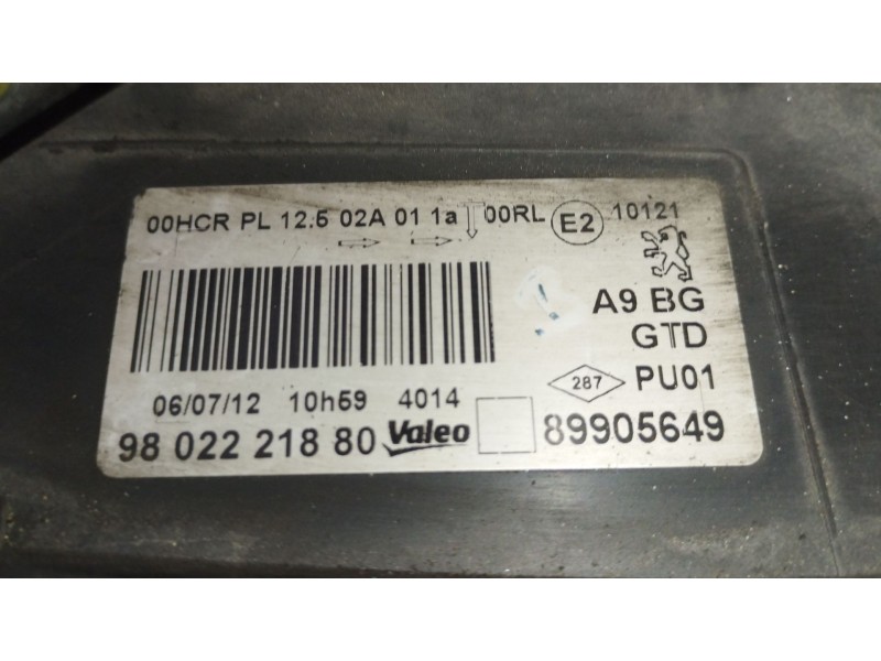 Recambio de faro izquierdo para peugeot 208 i (ca_, cc_) 1.2 vti 82 referencia OEM IAM 9802221880 89905649 