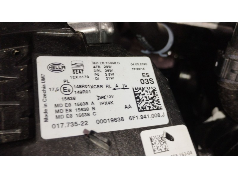 Recambio de faro derecho para seat arona (kj7, kjp) 1.5 tsi referencia OEM IAM 6F1941008J 6F1941774C 