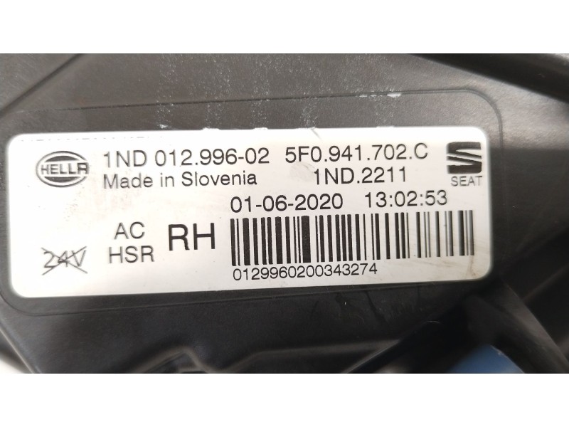 Recambio de faro antiniebla derecho para seat leon st (5f8) 2.0 cupra referencia OEM IAM 5F0941702C 1ND01299602 