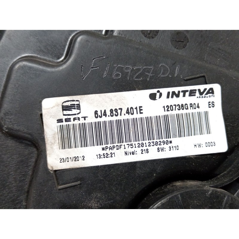 Recambio de elevalunas delantero izquierdo para seat ibiza iv (6j5, 6p1) 1.6 tdi referencia OEM IAM 6J4837401E 6R0959801N 