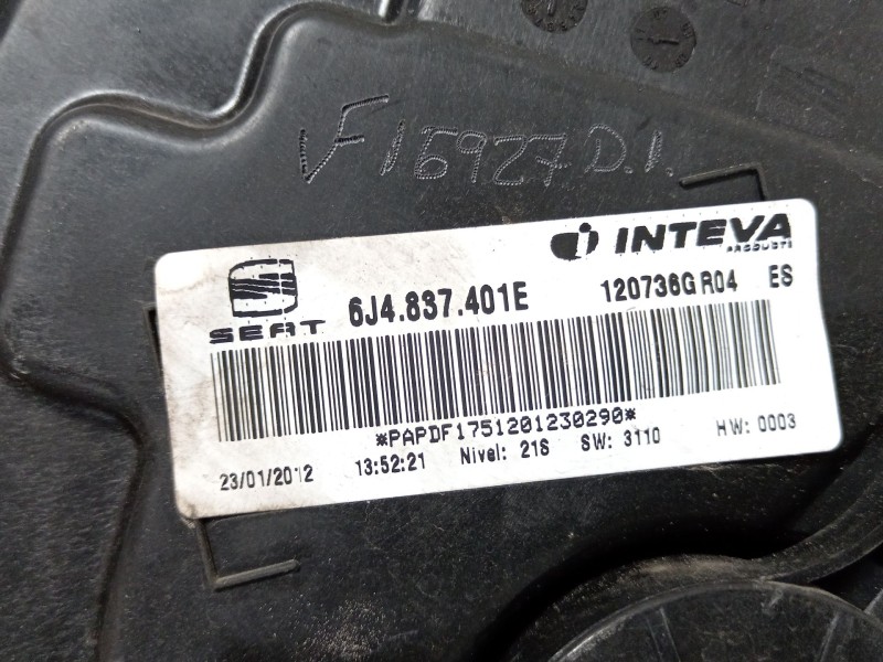 Recambio de elevalunas delantero izquierdo para seat ibiza iv (6j5, 6p1) 1.6 tdi referencia OEM IAM 6J4837401E 6R0959801N 