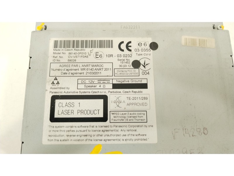 Recambio de sistema navegacion gps para toyota verso (_r2_) 2.0 d-4d (aur20_) referencia OEM IAM 861400F010  