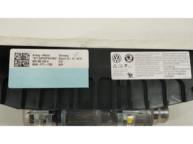 Recambio de airbag delantero derecho para volkswagen golf vi (5k1) 1.6 tdi referencia OEM IAM 5K0880204A  