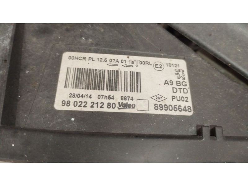 Recambio de faro derecho para peugeot 208 i (ca_, cc_) 1.4 hdi referencia OEM IAM 9802221280  