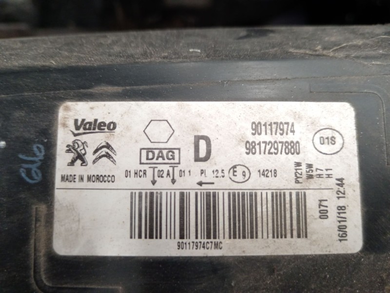 Recambio de faro derecho para citroën c-elysee (dd_) 1.6 bluehdi 100 referencia OEM IAM 9817297880  