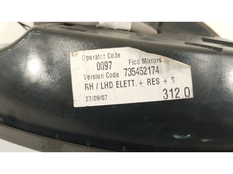 Recambio de retrovisor derecho para fiat 500 (312_) 1.4 (312axc1b, 312cxc1b) referencia OEM IAM 735452174  