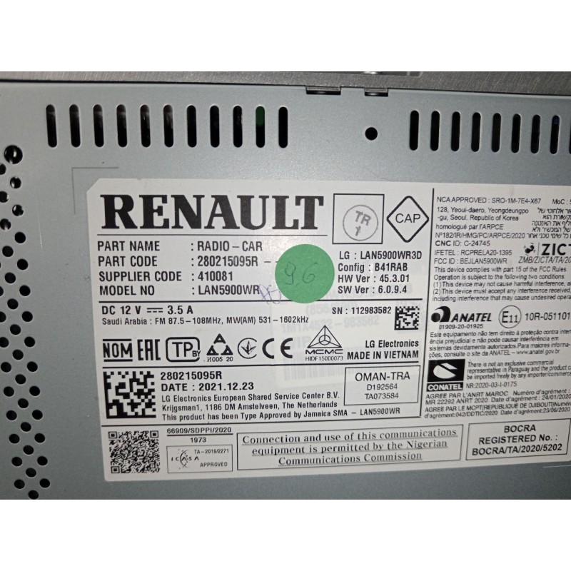 Recambio de sistema navegacion gps para dacia jogger (rk_) 1.0 tce 90 eco-g referencia OEM IAM 280215095R  