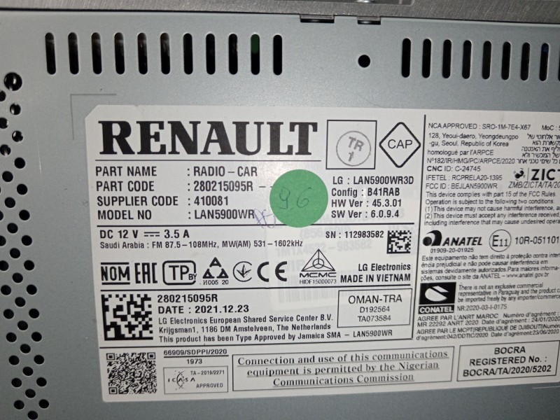 Recambio de sistema navegacion gps para dacia jogger (rk_) 1.0 tce 90 eco-g referencia OEM IAM 280215095R  