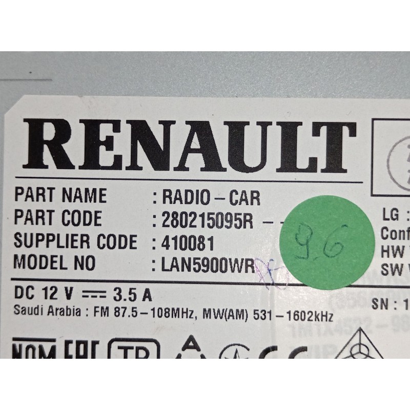 Recambio de sistema navegacion gps para dacia jogger (rk_) 1.0 tce 90 eco-g referencia OEM IAM 280215095R  