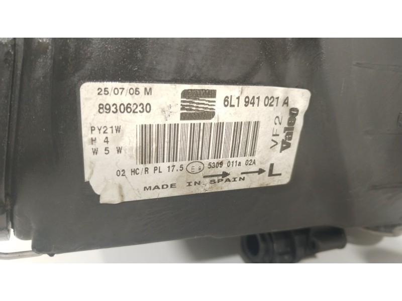 Recambio de faro izquierdo para seat ibiza iii (6l1) 1.4 16v referencia OEM IAM 6L1941021A 89306230 