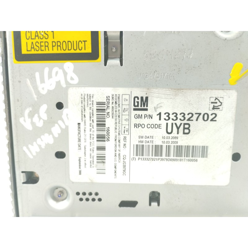 Recambio de sistema audio / radio cd para opel insignia a (g09) 2.0 cdti (68) referencia OEM IAM 13332702  