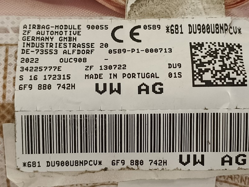 Recambio de airbag cortina delantero derecho para seat arona xperience referencia OEM IAM 6F9880742H  