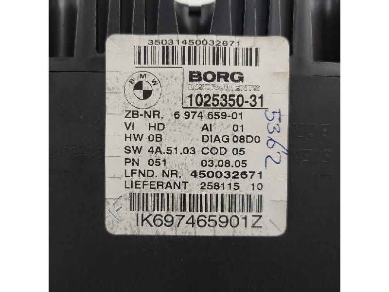 Recambio de cuadro instrumentos para bmw serie 3 berlina (e90) 320d referencia OEM IAM 6974659 IK697465901Z 1025350