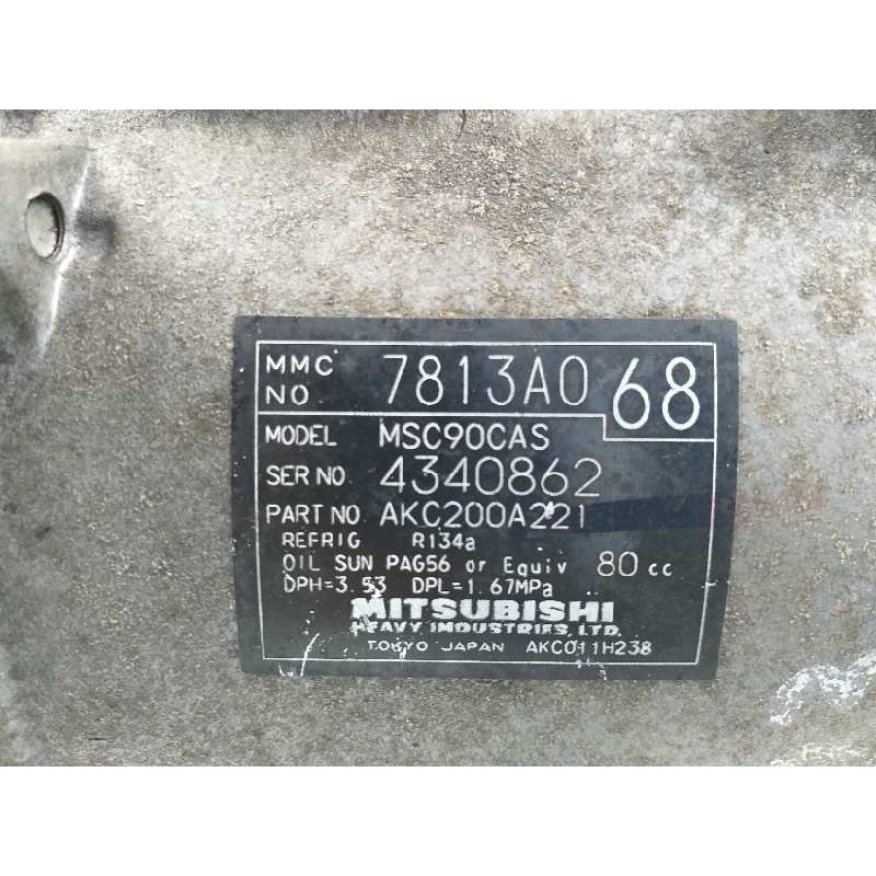 Recambio de compresor aire acondicionado para mitsubishi lancer sportback (cx) motion referencia OEM IAM 7813A068 MSC90CAS AKC20