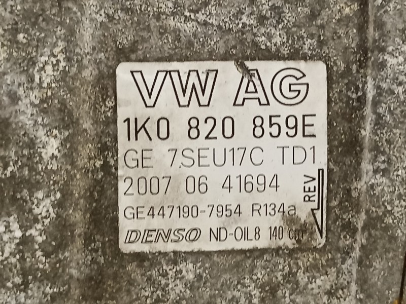 Recambio de compresor aire acondicionado para volkswagen golf plus (5m1) highline referencia OEM IAM 1K0820859E  