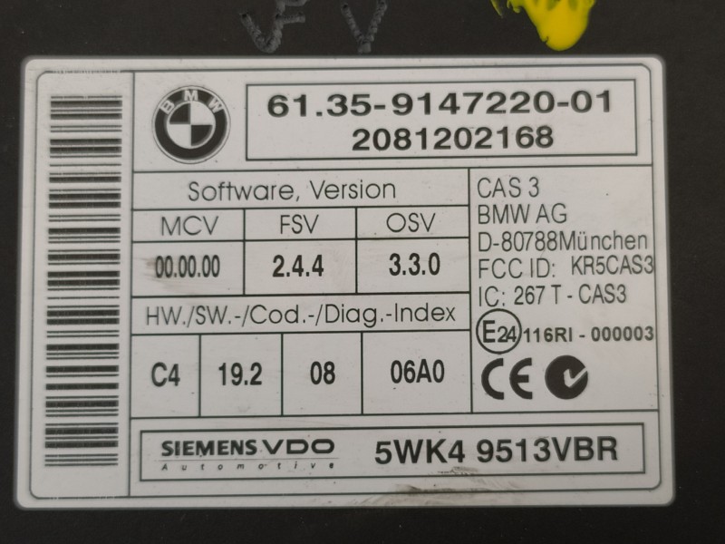 Recambio de modulo confort para bmw serie 3 berlina (e90) 320d referencia OEM IAM 61359147220 2081202168 5WK49513VBR