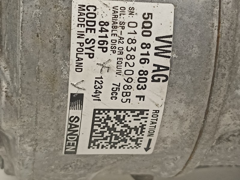 Recambio de compresor aire acondicionado para volkswagen touran (5t1) advance bmt referencia OEM IAM 5Q0816803F 8416P 