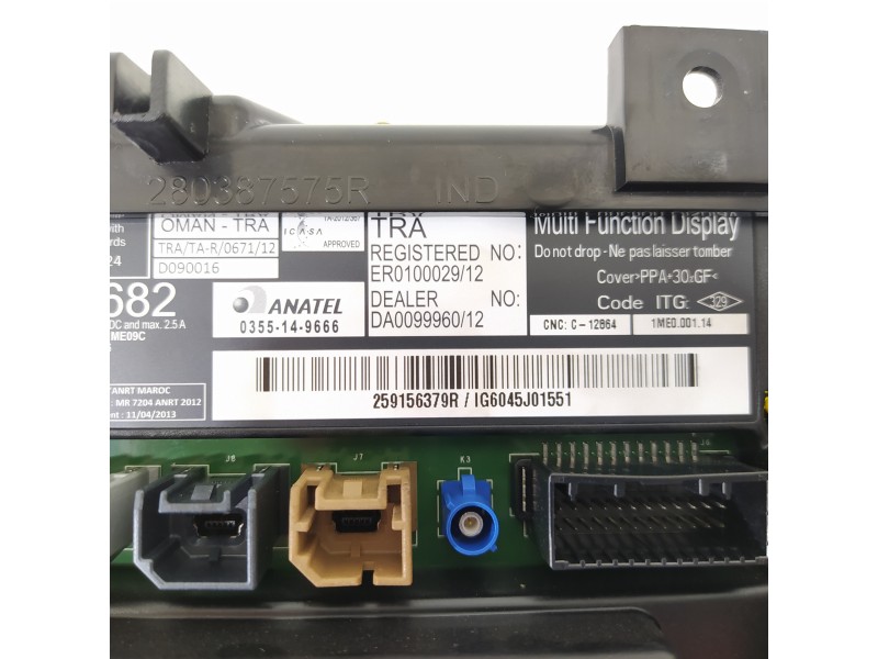 Recambio de pantalla multifuncion para renault captur zen referencia OEM IAM 259156379R  