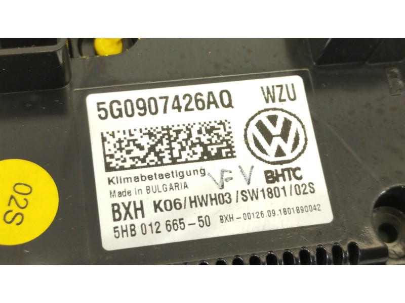 Recambio de mando climatizador para volkswagen touran (5t1) advance bmt referencia OEM IAM 5G0907426AQ 5HB012665 