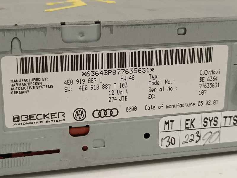 Recambio de sistema navegacion gps para audi s6 berlina (4f2) 5.2 referencia OEM IAM 4E0919887L 4E0919887T 