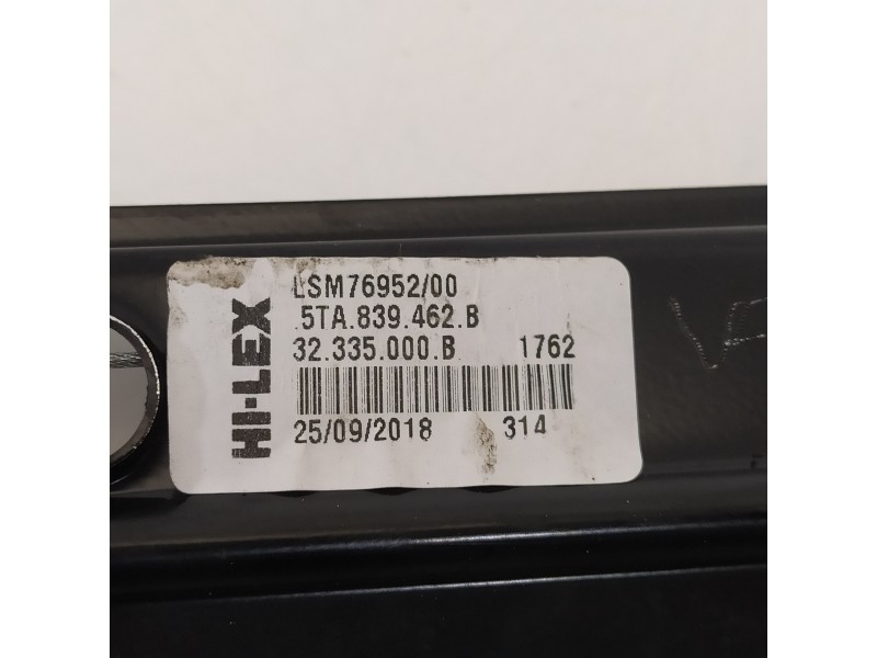 Recambio de elevalunas trasero derecho para volkswagen touran (5t1) advance bmt referencia OEM IAM 5TA839462B 5Q0959812E 