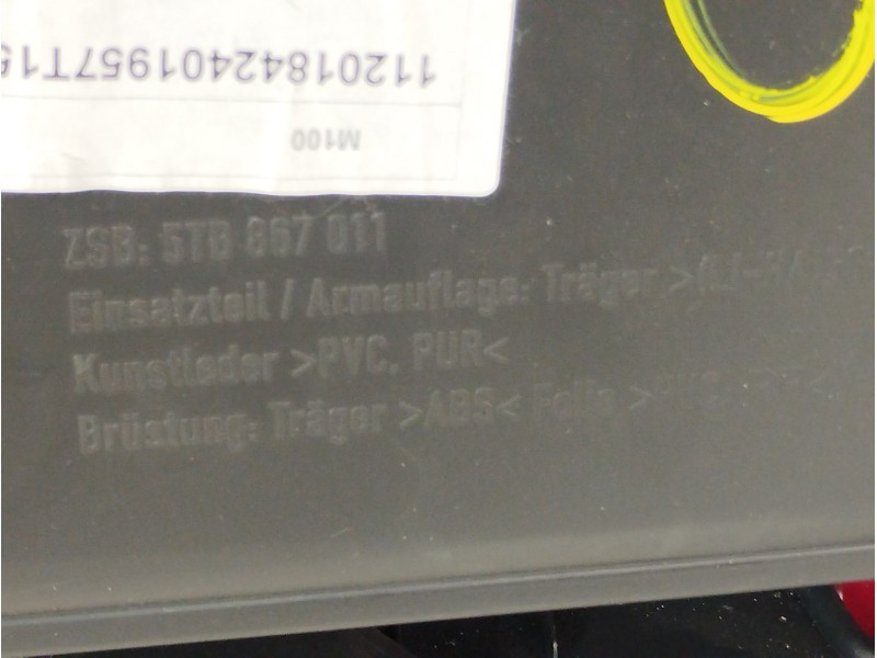 Recambio de guarnecido puerta delantera izquierda para volkswagen touran (5t1) advance bmt referencia OEM IAM 5TB867011  